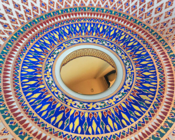 Close-up of Ivory Lotus sink, highlighting the fine latticework.