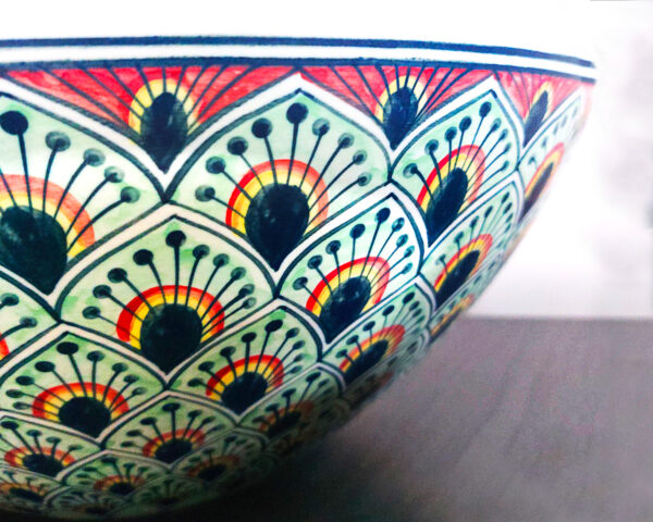 Side profile of Majestic Plume ceramic sink, showing its elegant curvature.