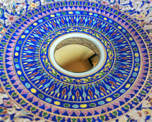 Close-up of Sapphire Bloom sink, highlighting the fine hand-painted details.