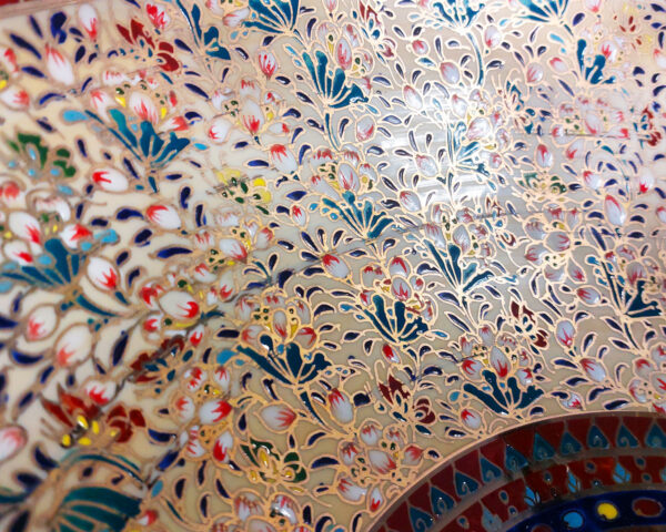Detailed close-up showing matte and glossy gold paintwork in the Celestial Mosaic basin.