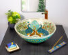 Ceramic sink with dual peacocks from the front