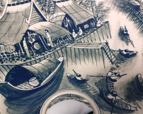Close-up of peaceful Thai village design inside sink