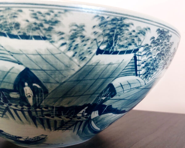 Side angle of basin with landscape and trees