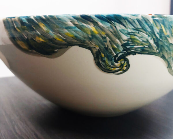 Side profile of Starry Dream handmade ceramic basin, showcasing shape and celestial painting.